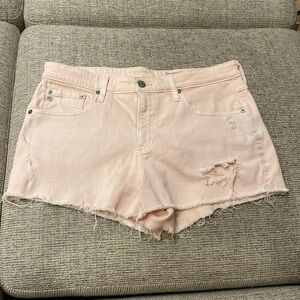Blush pink jean shorts